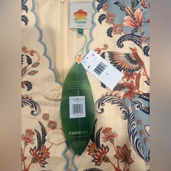 Farm Rio Butter Yellow Boho Beauty Euroflax Premium Linen Top | size: S - Picture 7 of 7